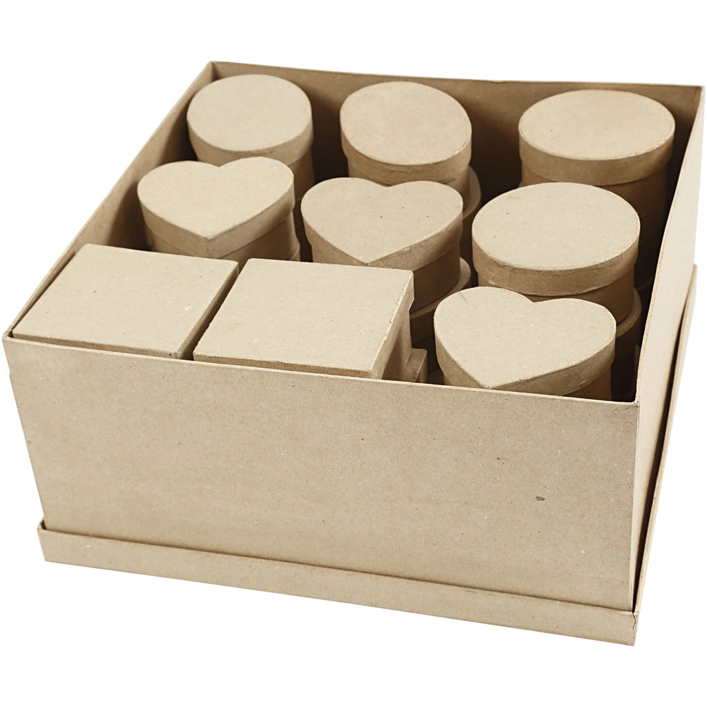 Partij kartonnen doosjes assorti 10-12cm - 28 stuks