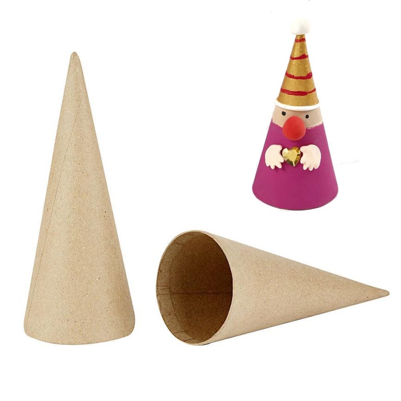 Blanke kartonnen kegels cones 20cm - 5 stuks