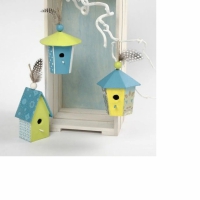 Partij kartonnen mini vogelhuisjes 7cm 6 designs 60 stuks