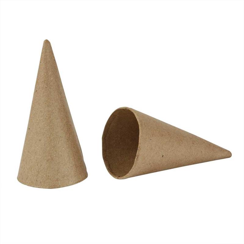 Blanke kartonnen kegels cones 10cm - 10 stuks
