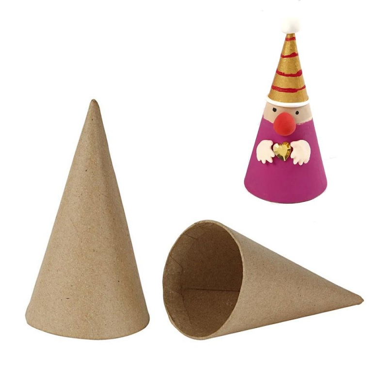 Blanke kartonnen kegels cones 14cm - 10 stuks