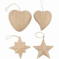Partij decoratie hangers sterren harten 4 designs 8cm 80 stuks