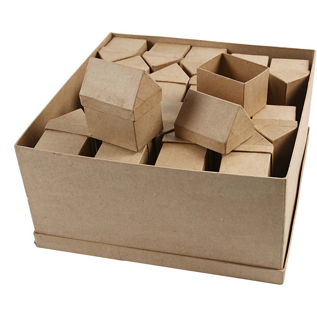 Kraft cadeau doosjes huisjes 10,5x6x8,5cm - 40 stuks