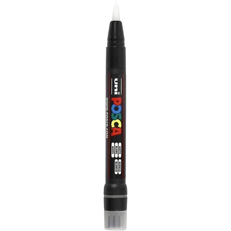 Uni Posca brush penseel stift wit 1-10mm PCF350