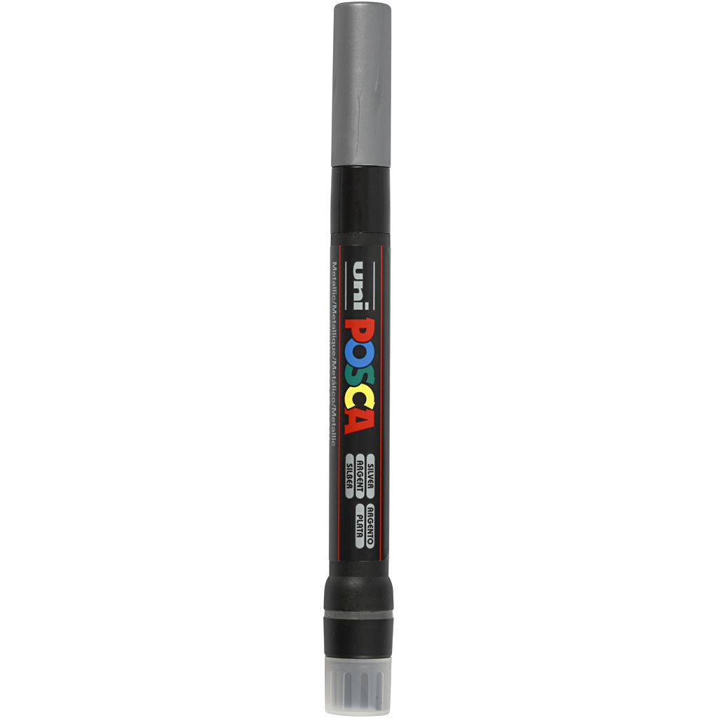 Uni Posca brush penseel stift zilver 1-10mm PCF350