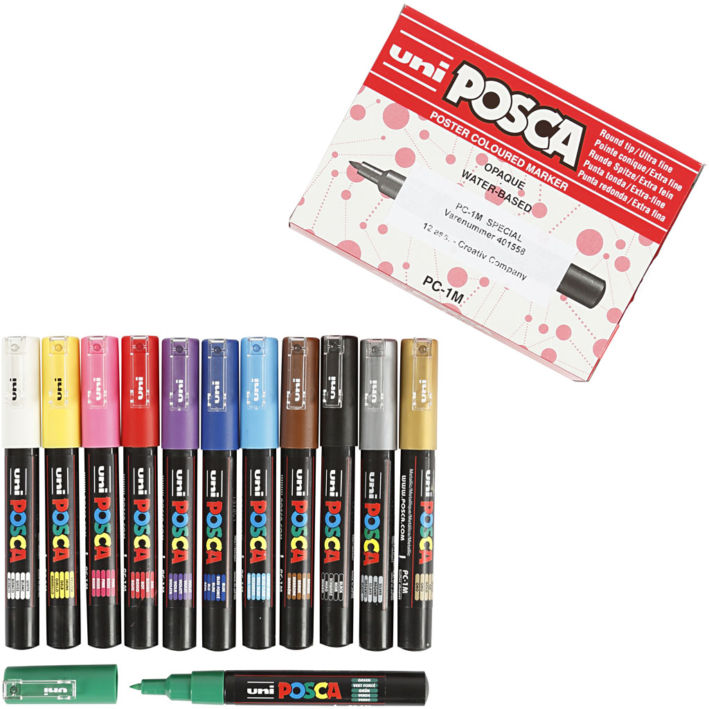 Uni Posca Markers kleuren assorti 0,7 mm 12 stuks