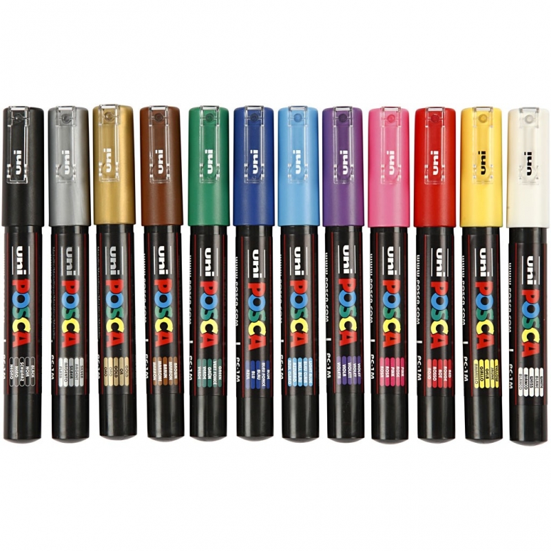 Uni Posca Markers kleuren assorti 0,7 mm 12 stuks