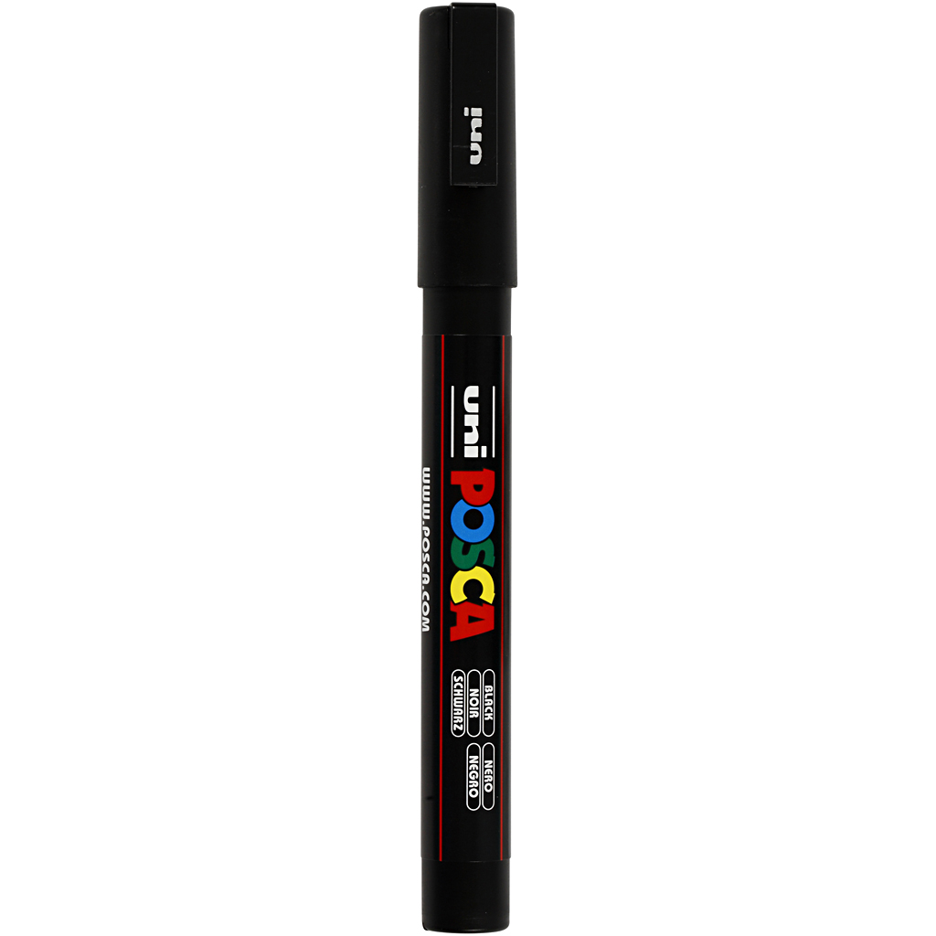 Uni Posca Marker zwart 0,9-1,3mm PC-3M per stuk