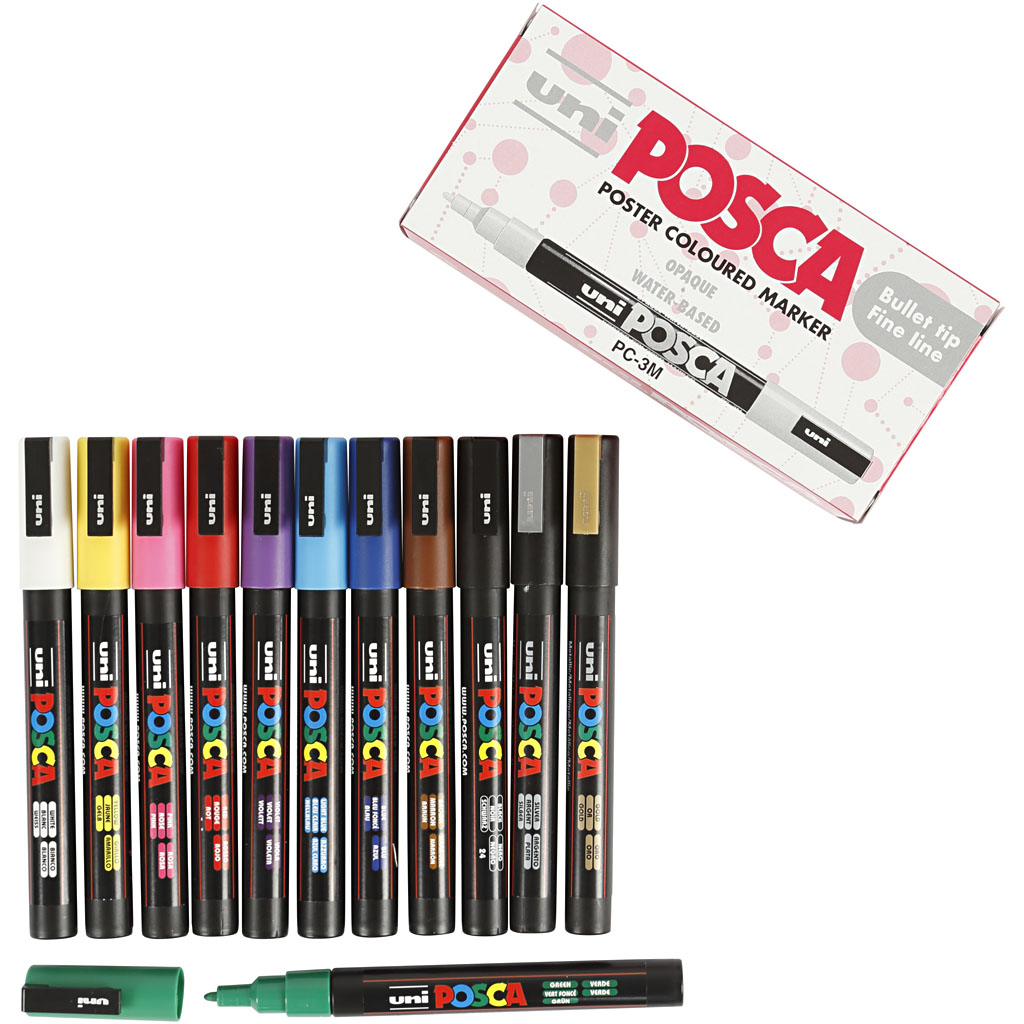 Uni Posca Markers kleuren assorti 0,9-1,3 mm 12 stuks