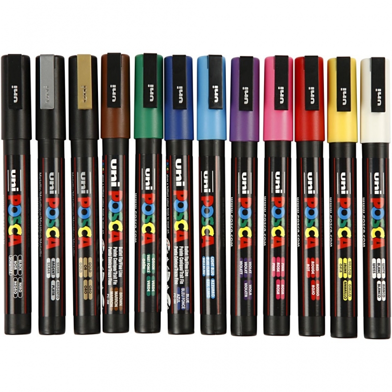 Uni Posca Markers kleuren assorti 0,9-1,3 mm 12 stuks