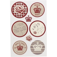 Cadeau stickers vintage stempels 4cm &ndash; 4 vellen