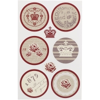 Cadeau stickers vintage stempels 4cm &ndash; 4 vellen