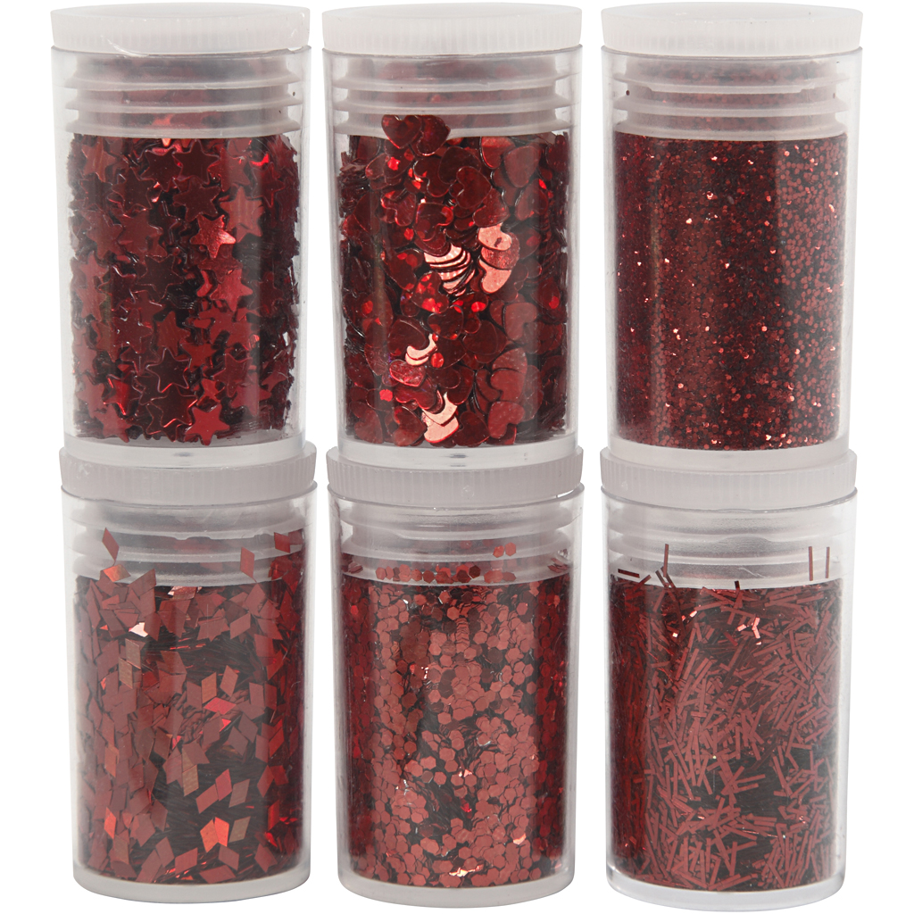 Metallic Glitter rood mix 6x5 gram