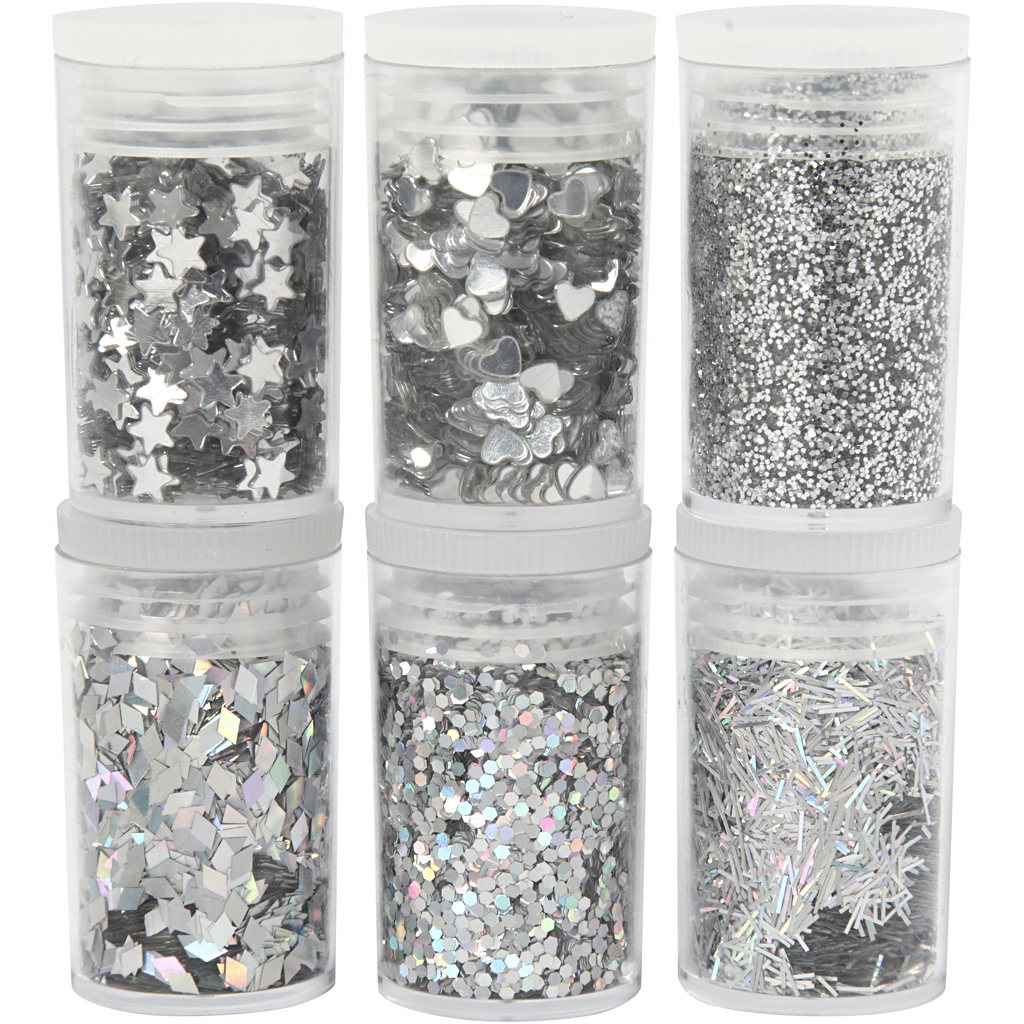 Metallic glitter zilver mix 6x5 gram