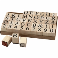 Houten stempels alfabet blok letters 20x20mm 45 delig