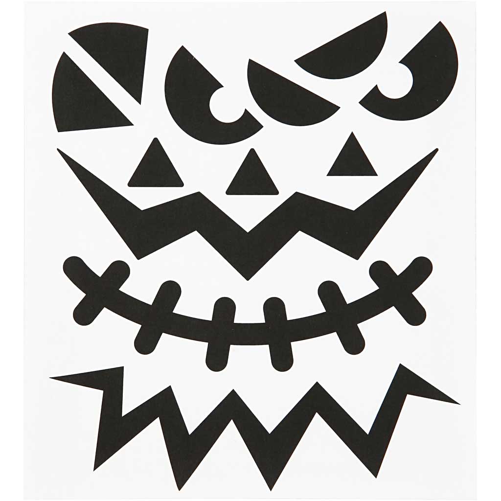 Stickers halloween pompoen gezicht zwart 1 vel 15x16,5cm