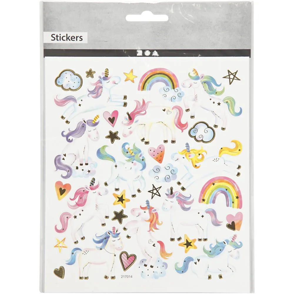 Stickers eenhoorn folie details 15x16,5cm - 1 vel