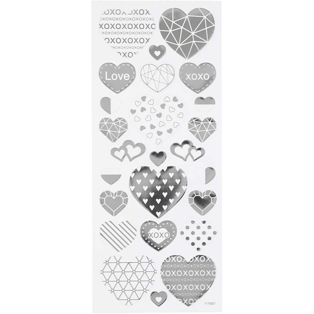 Stickers harten zilverfolie 10x24 cm 25 stuks
