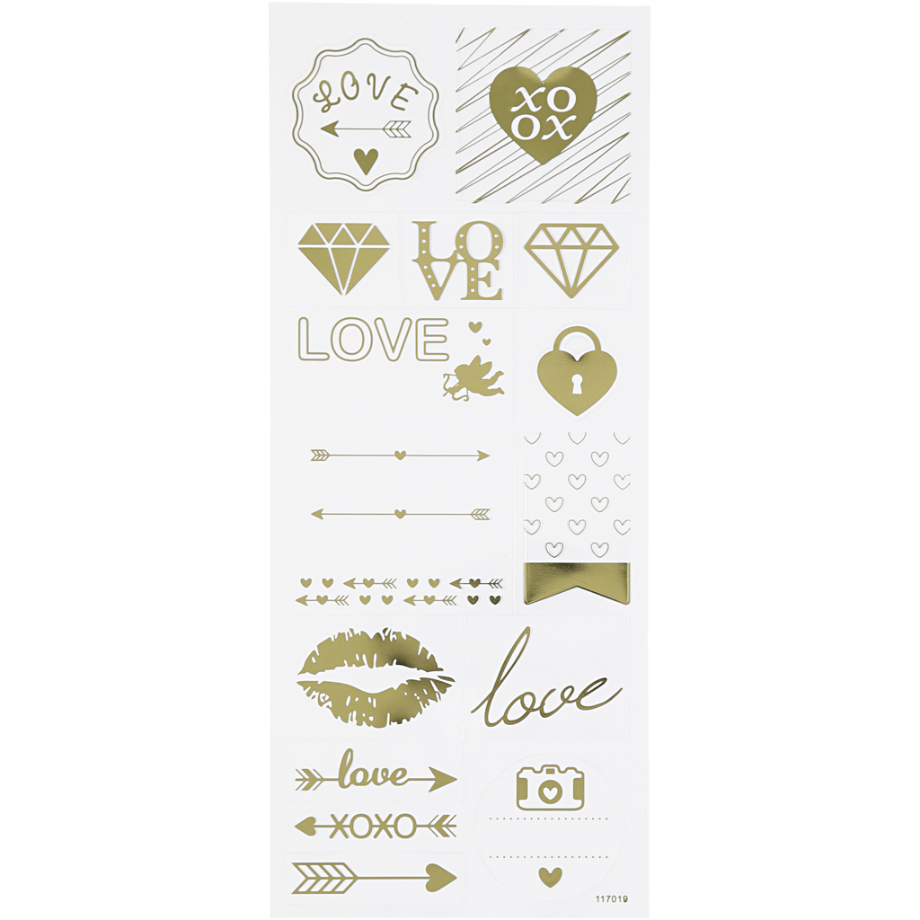 Stickers love goud folie details 10x24cm - 1 vel