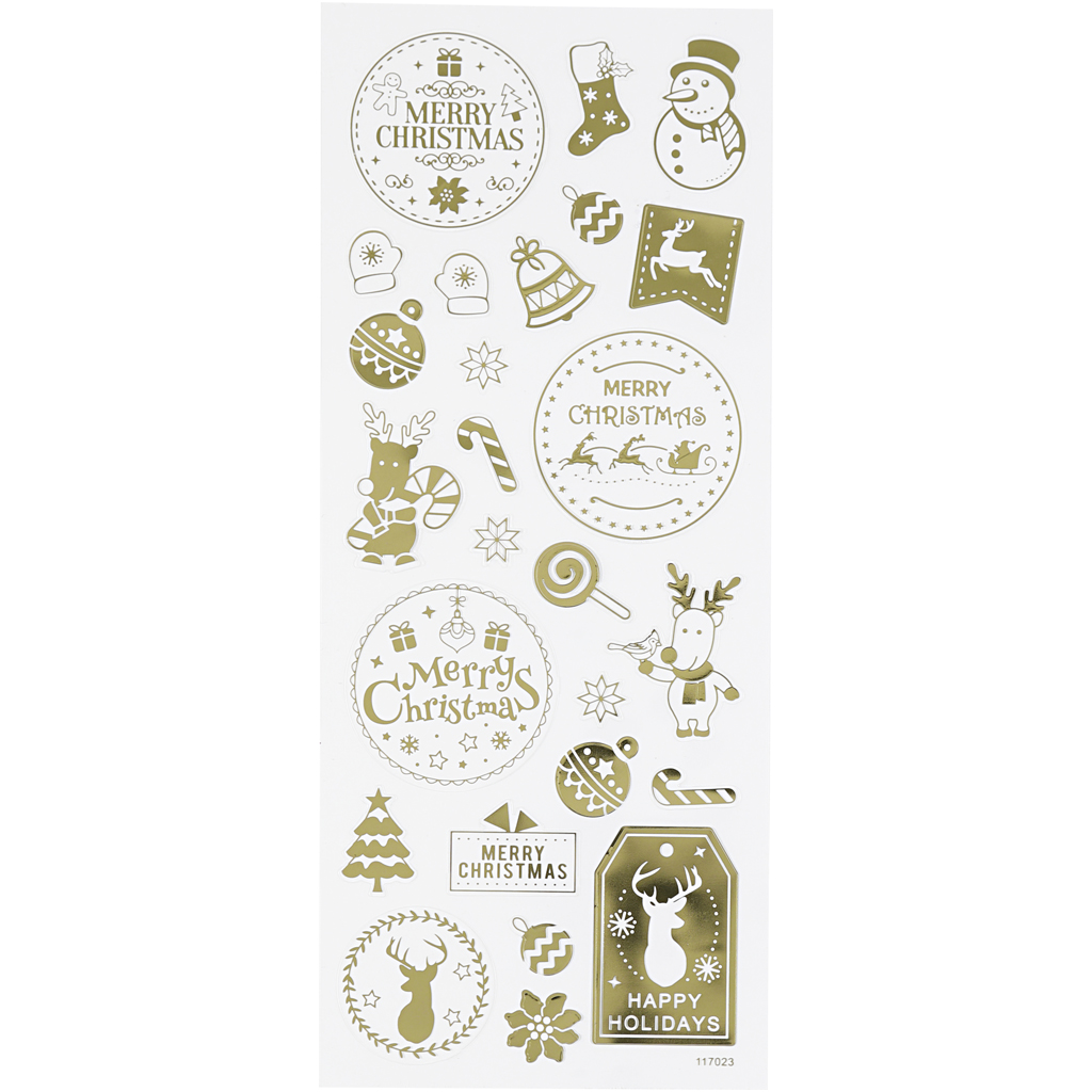 Stickers merry christmas goud folie details  10x24cm - 1 vel