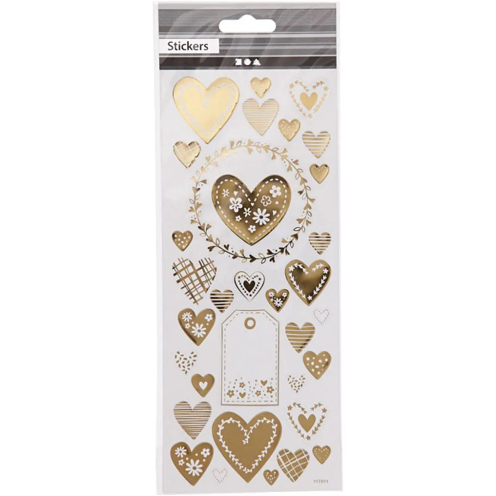 Stickers harten goud folie details 10x24cm - 1 vel
