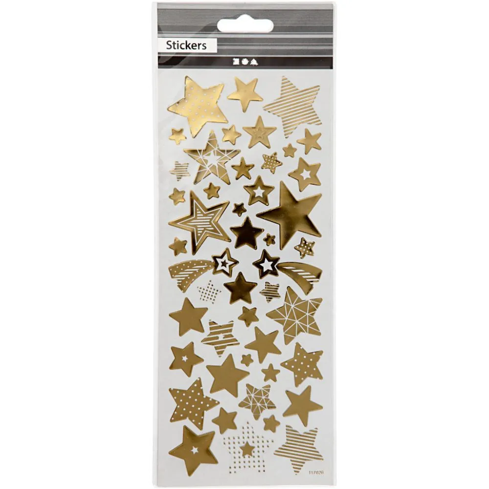 Stickers kerst sterren goud folie details 10x24cm - 1 vel