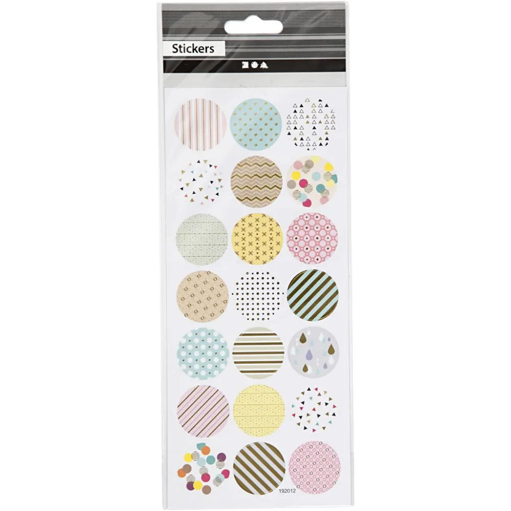 Stickers pastel rondjes goud details 10x23cm - 1 vel