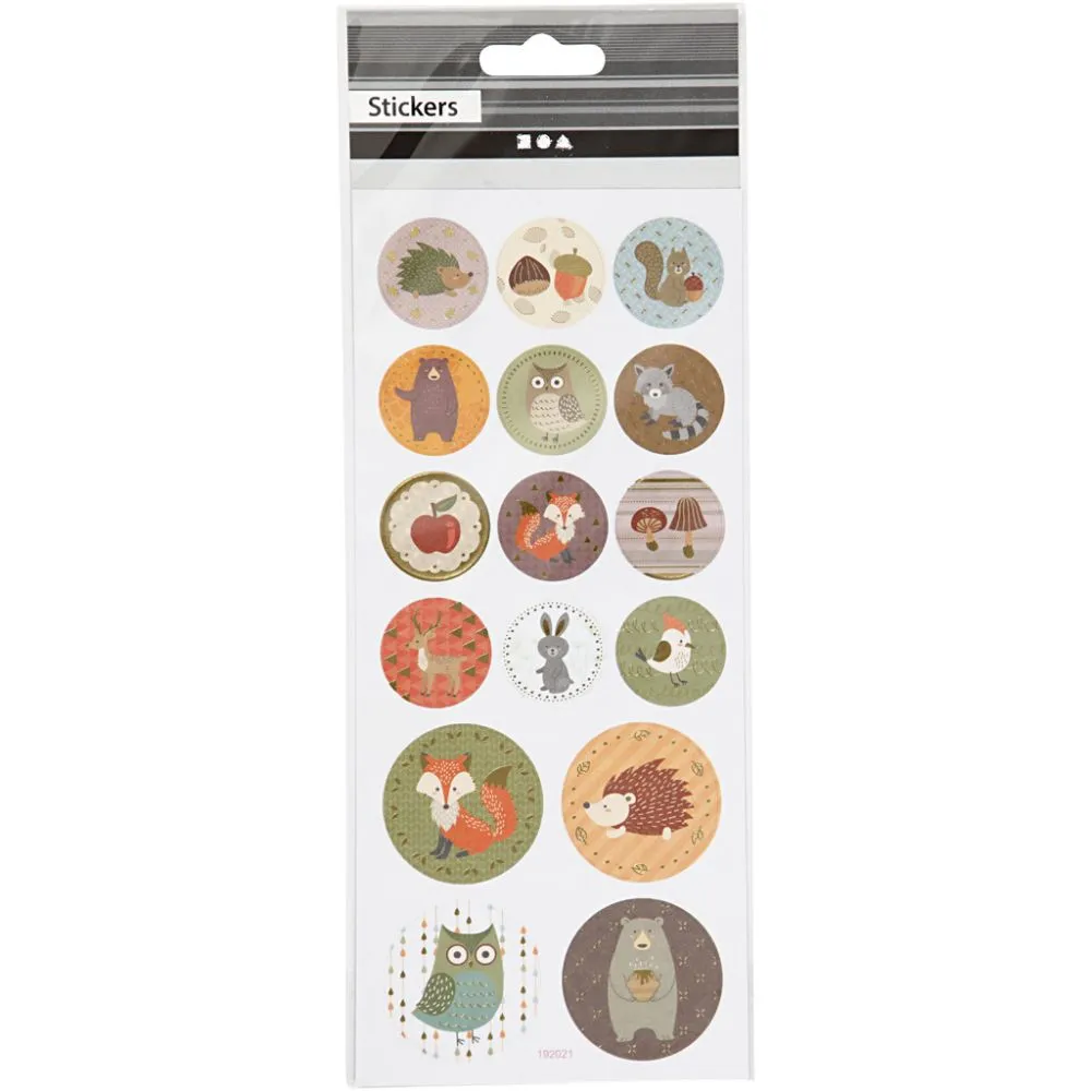 Stickers herfst bosdieren goud details 10x23cm - 1 vel