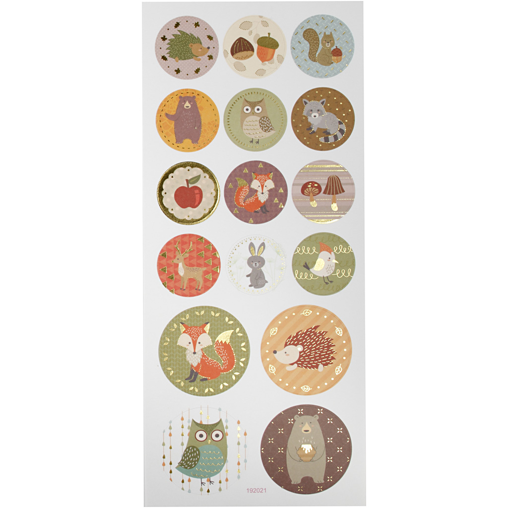Stickers herfst dieren goud details 1 vel 10x23cm