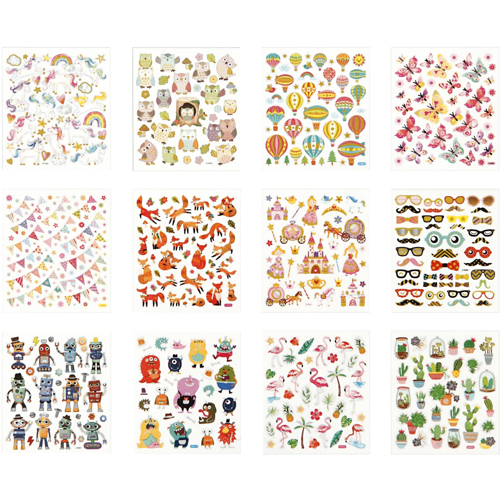 Sticker boekje assorti every day folie glitter 15x16,5cm - 12 vel
