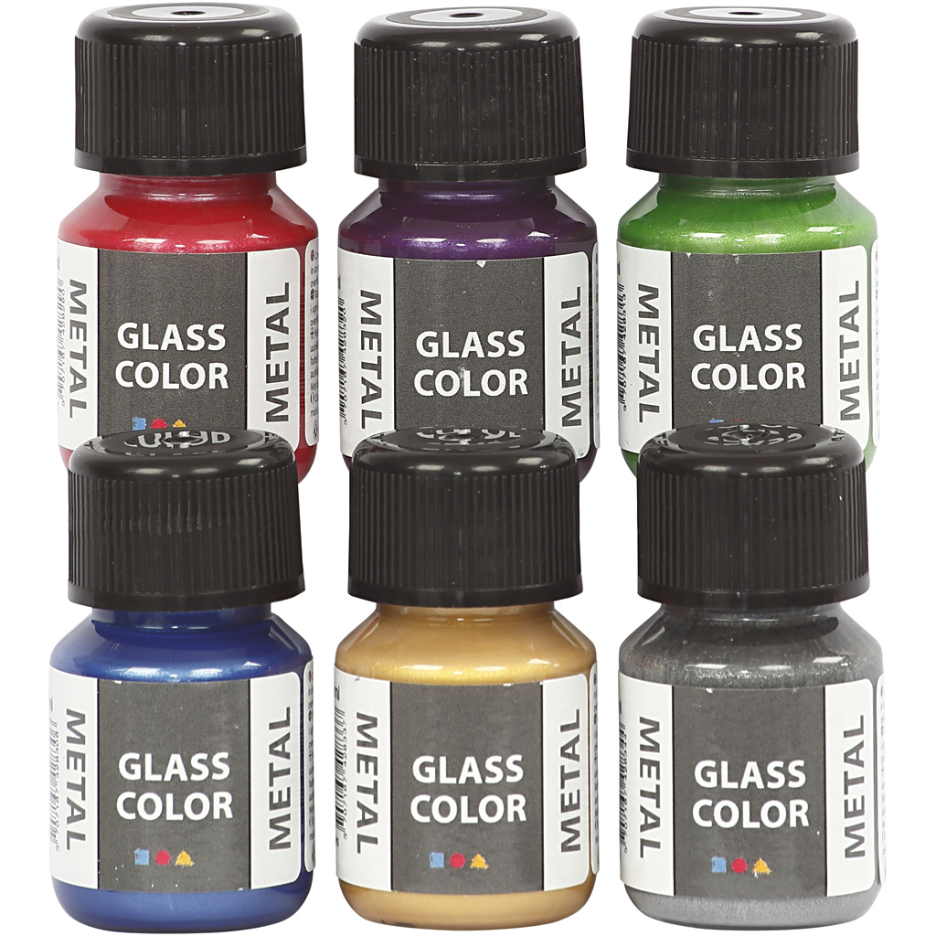 Kilimanjaro Sport Anders Set glas verf kleuren mix transparant Metallic waterbasis - 6 x 35ml -  creaknutselen.nl