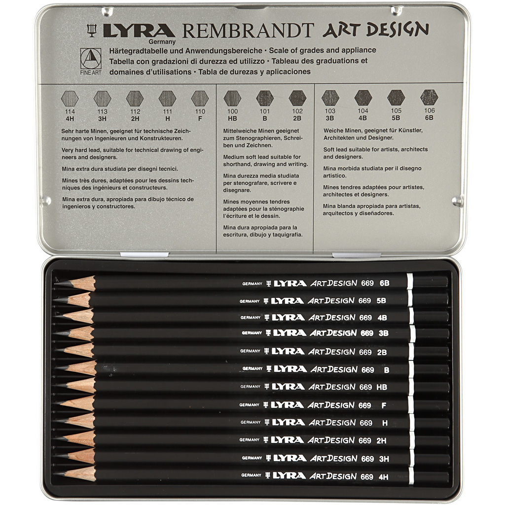 Lyra Art Design set tekenpotloden 6B tot 4H 12 stuks