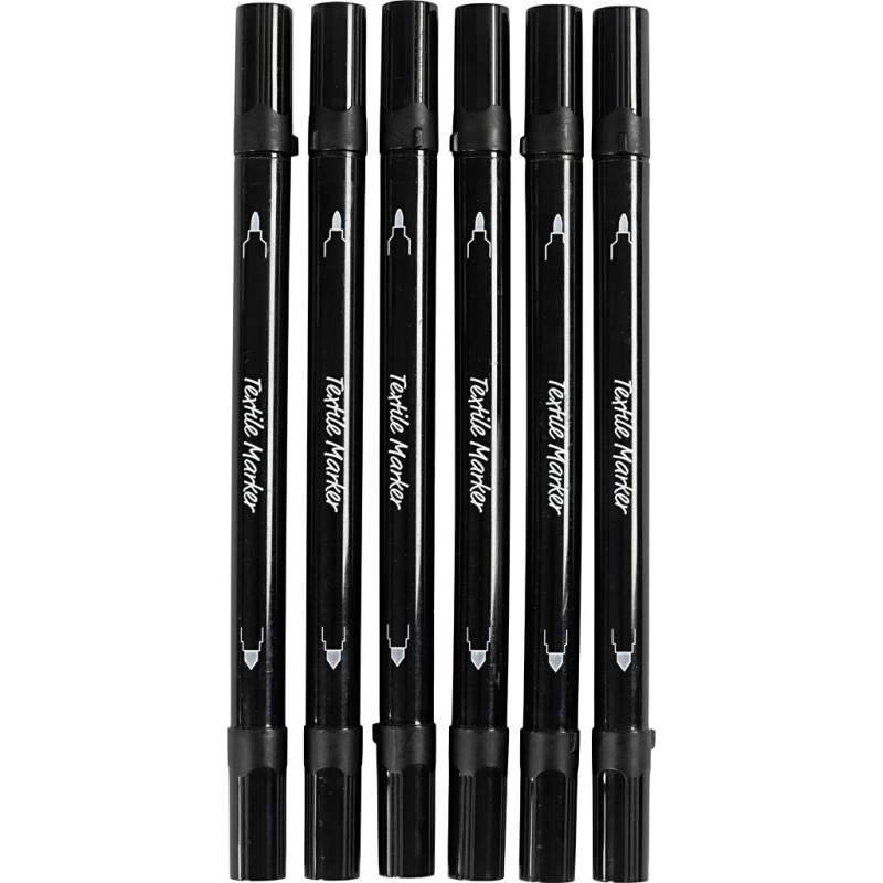 Textielstiften Zwart – 6 stuks