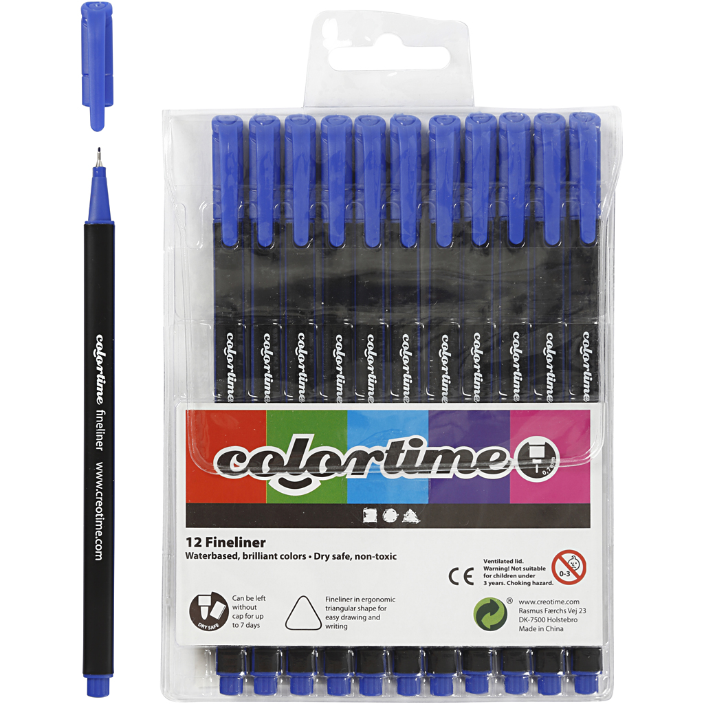 Colortime Fijnschrijvers donkerblauw 0,6-0,7mm 12 stuks