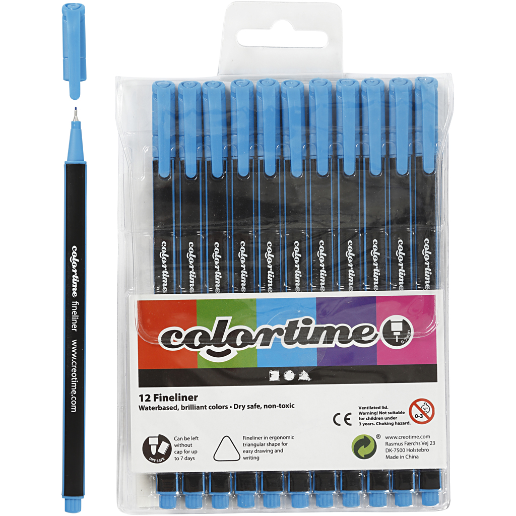 Colortime Fijnschrijvers lichtblauw 0,6-0,7mm 12 stuks