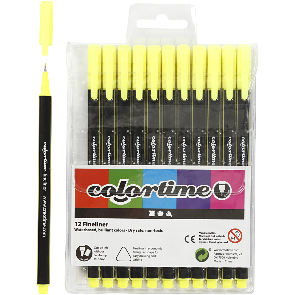 Colortime Fijnschrijvers geel 0,6-0,7mm 12 stuks
