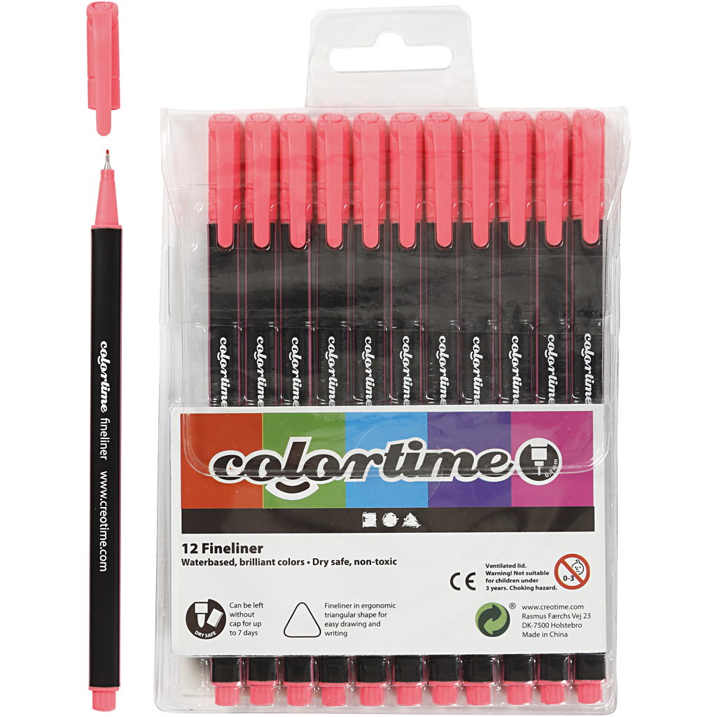 Colortime Fijnschrijvers roze 0,6-0,7mm 12 stuks