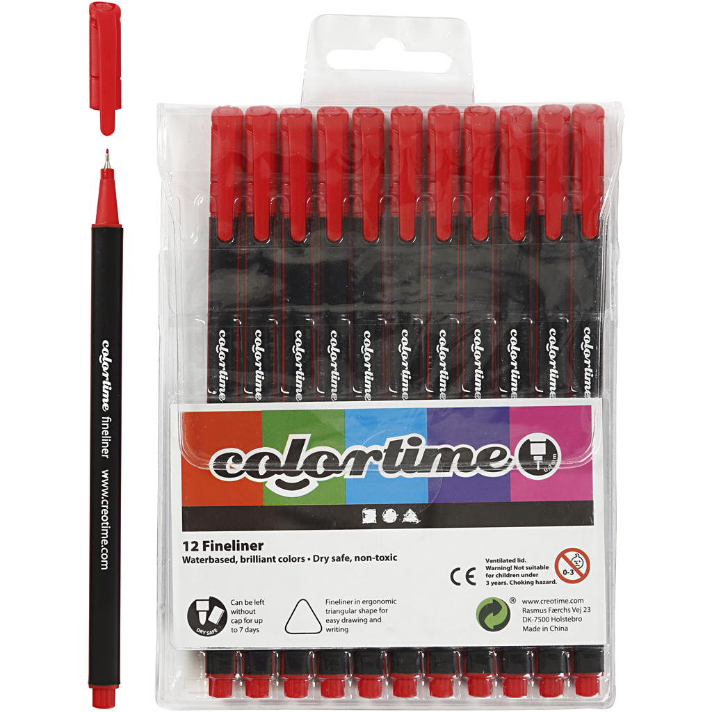 Colortime Fijnschrijvers rood 0,6-0,7mm 12 stuks