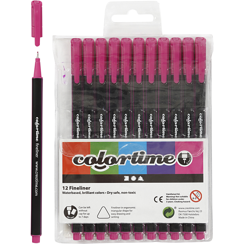 Colortime Fijnschrijvers cyclaam 0,6-0,7mm 12 stuks