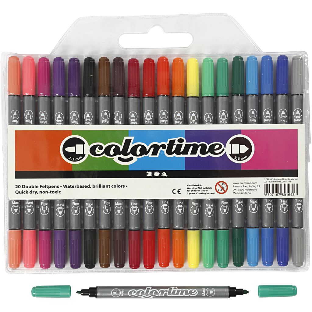 Colortime dubbel stiften kleuren mix 2,3+3,6mm 20 stuks