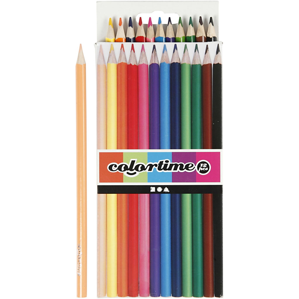 Basis kleurpotloden 3mm kleuren mix 12 stuks