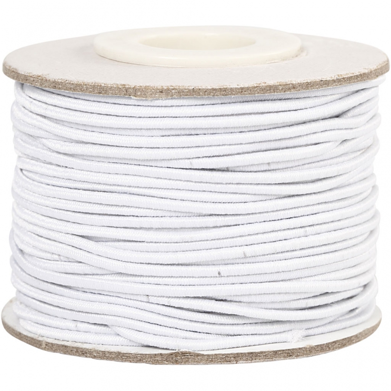 Sieraden elastiek wit rond 1mm - 25 meter  Wit