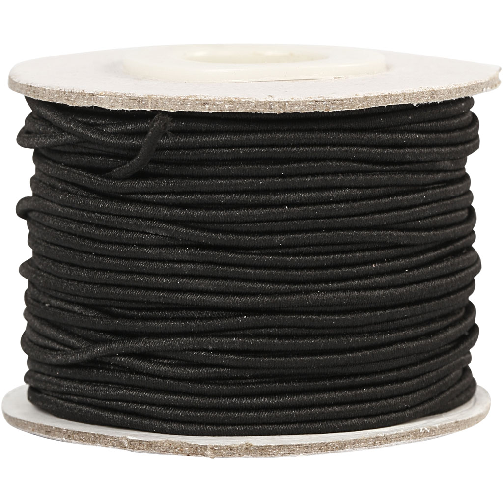 Sieraden elastiek zwart rond 1mm - 25 meter