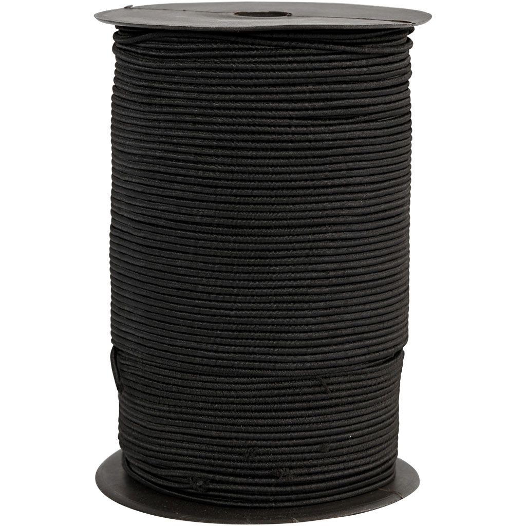 Sieraden elastiek zwart rond 2mm - 250 meter
