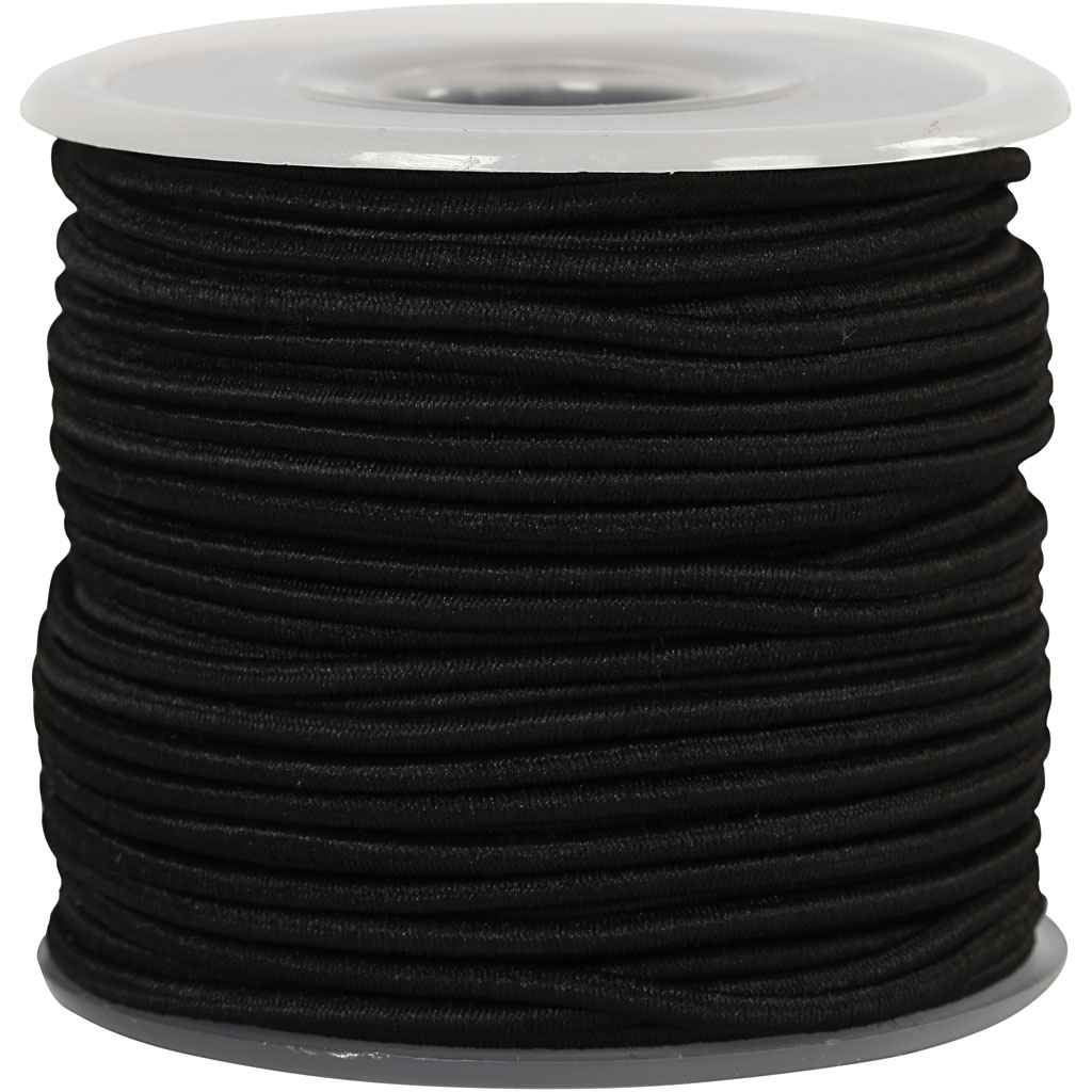 Sieraden elastiek zwart rond 2mm - 25 meter