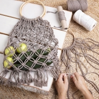 Houten tas handvat hengsel voor handwerken rond 17cm