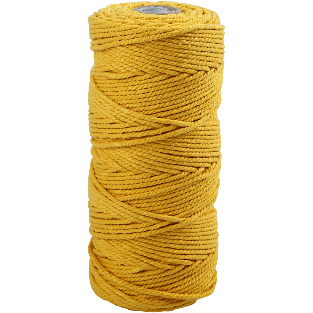 Katoen touw geel 2mm bol 100 meter