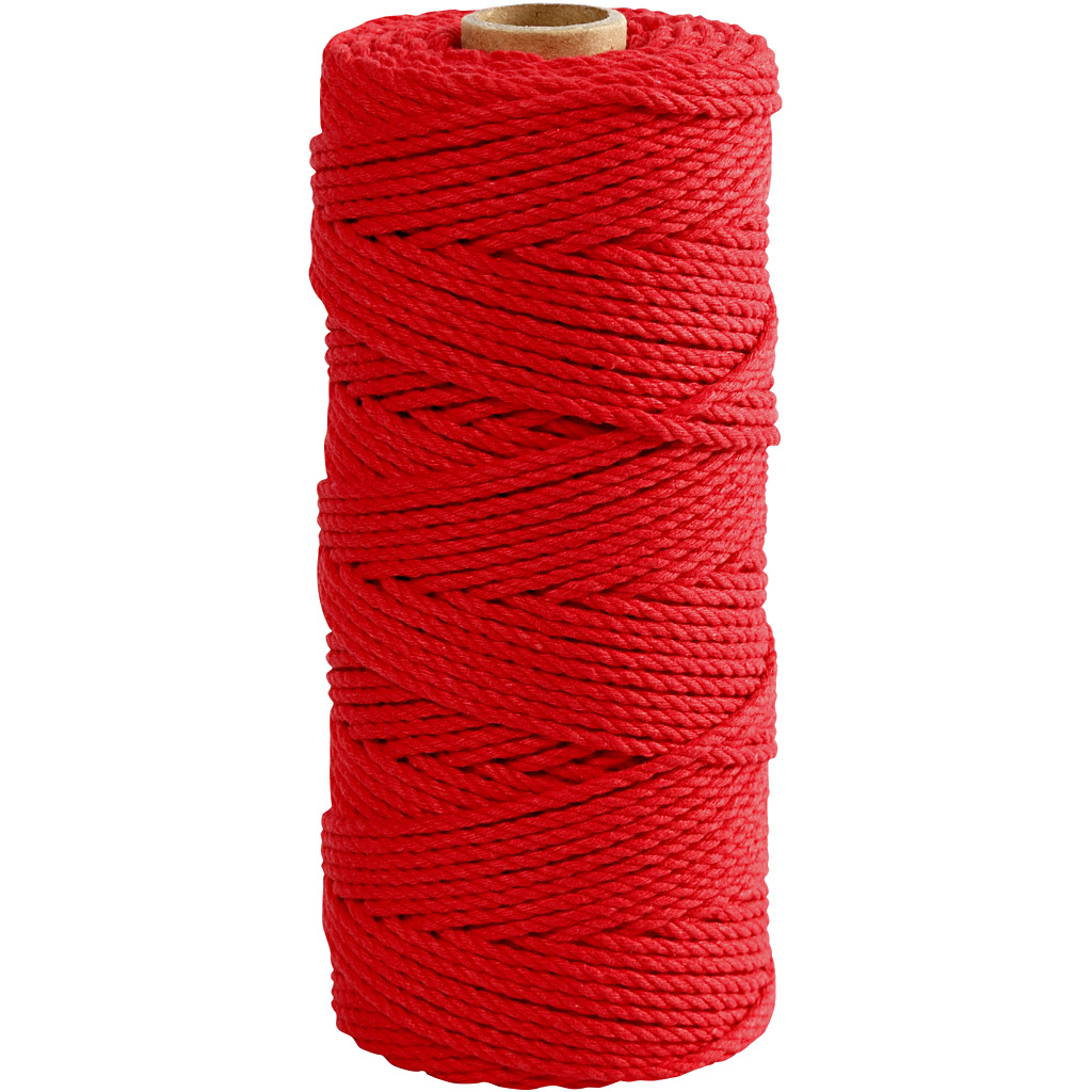 Katoen touw rood 2mm bol 100 meter