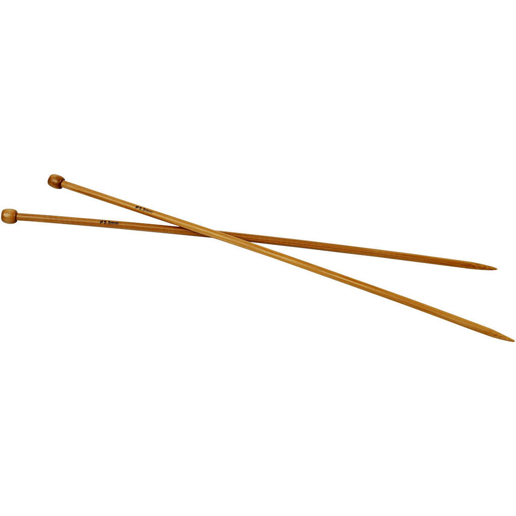 Houten bamboe breinaalden 5,5mm 35cm 1 paar