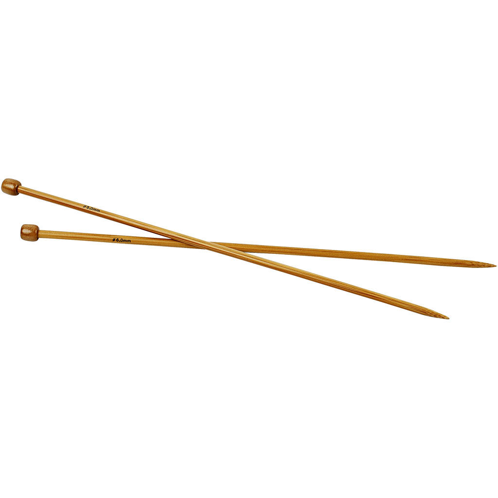 Houten bamboe breinaalden 6mm 35cm 1 paar